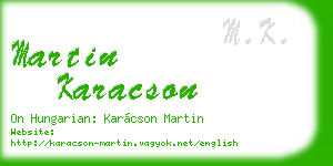 martin karacson business card